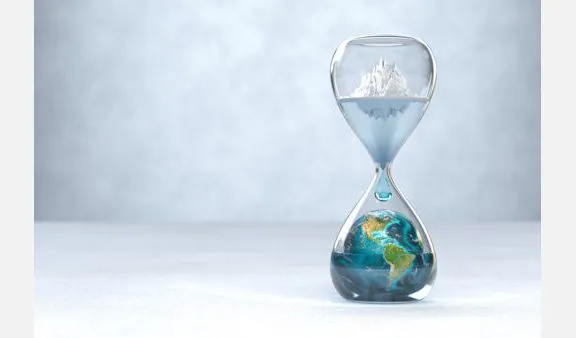 Pianeta terra in clessidra Concetto di riscaldamento globale