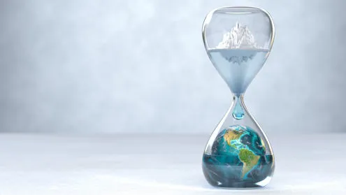 Pianeta terra in clessidra Concetto di riscaldamento globale