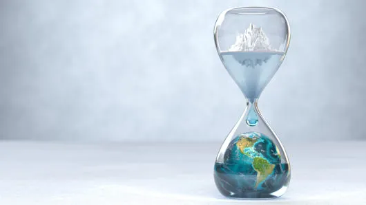 Pianeta terra in clessidra Concetto di riscaldamento globale